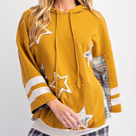 NEW EASEL CLOTHING STAR PATCH MINERAL WASHED HOODIE PULLOVER VINTAGE SWEATSHIRT - Picture 2 of 10